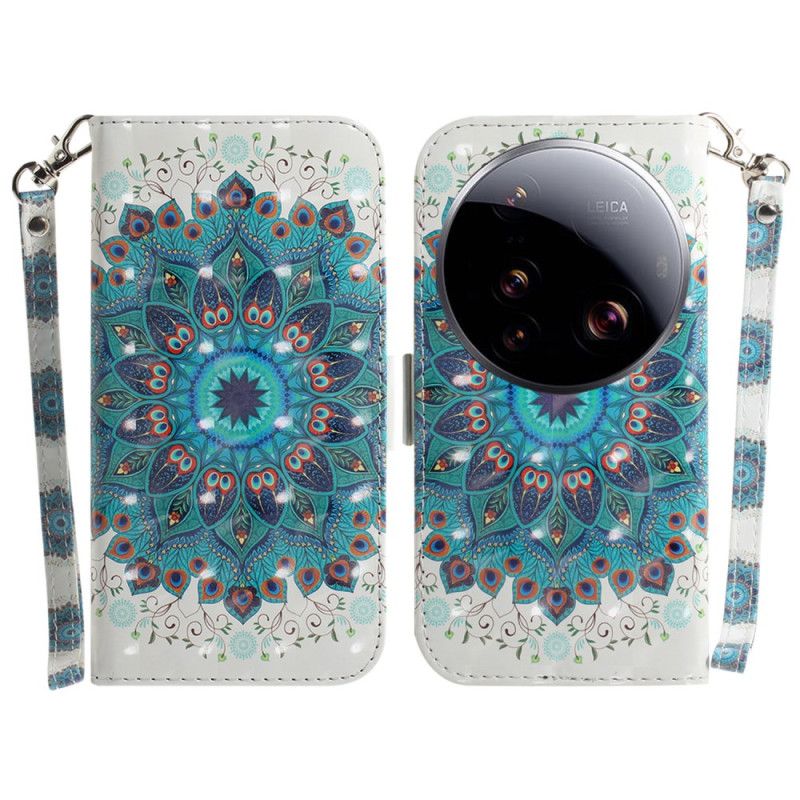 Peněženková Pouzdra Xiaomi 15 Ultra Kryty Na Mobil Zelená Mandala Se Šňůrkou