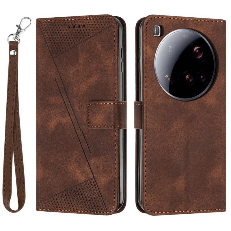 Peněženková Pouzdra Xiaomi 15 Ultra Kryty Na Mobil Řemínek S Geometrickými Liniemi