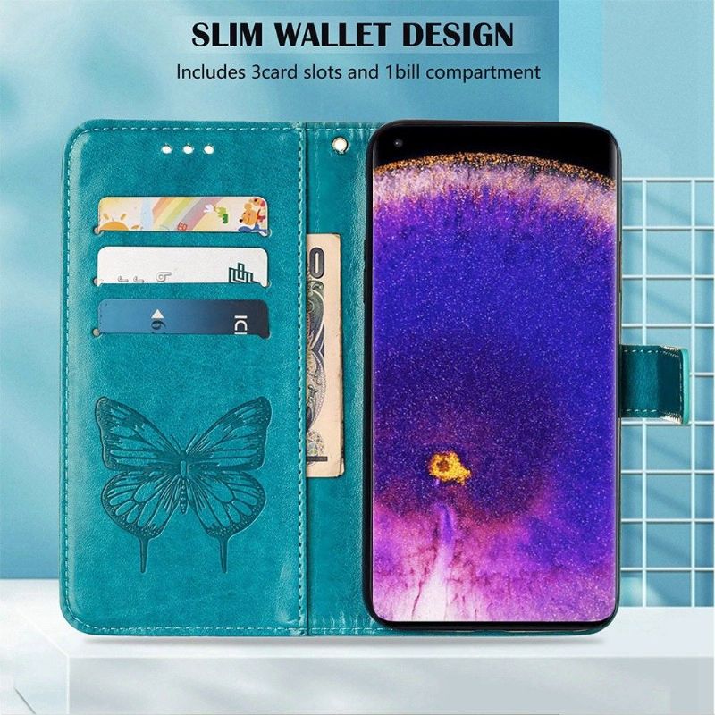 Flipové Pouzdro Na Oppo Find X5 Pro Držák Karet S Motýlím Květem