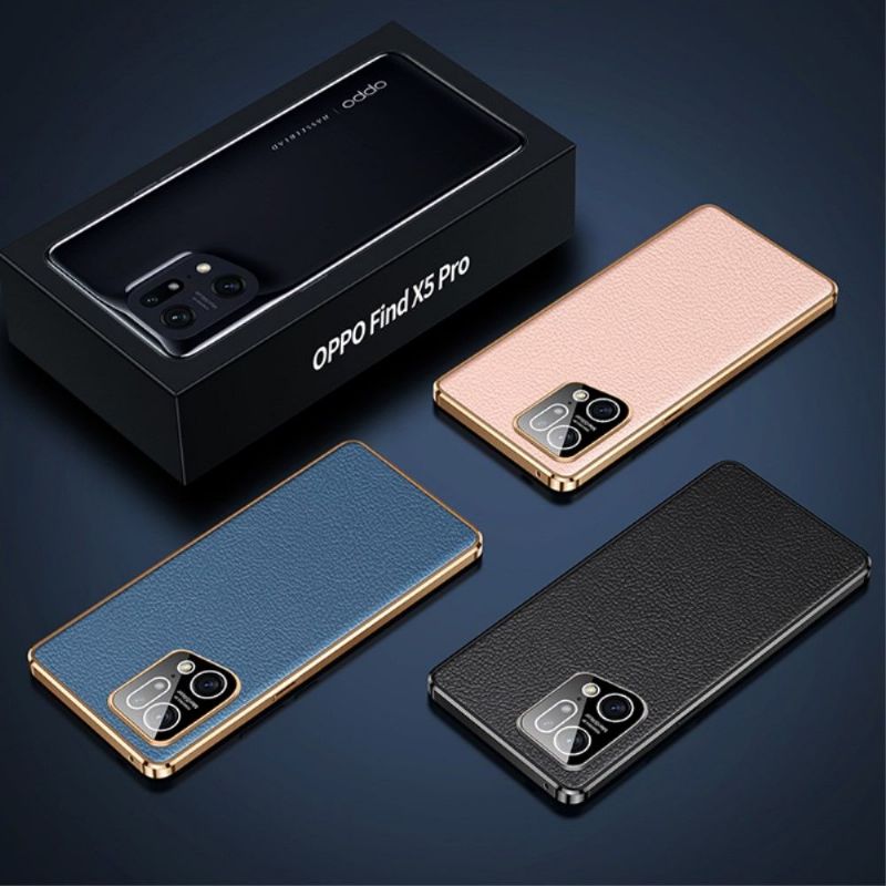 Kryty Na Mobil Na Oppo Find X5 Pro Zrnitá Pravá Kůže