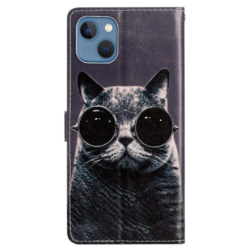Flipové Pouzdro Na iPhone 15 Na Lana Inkognito Kočka S Popruhem