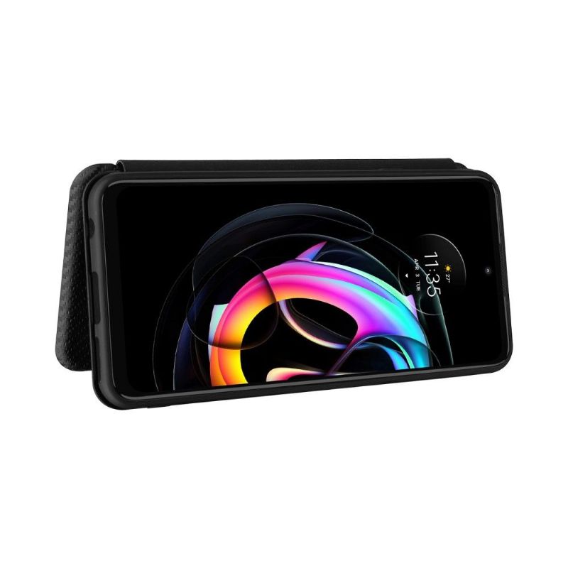 Flipové Pouzdro Na Motorola Edge 20 Lite Koženka Z Uhlíkových Vláken
