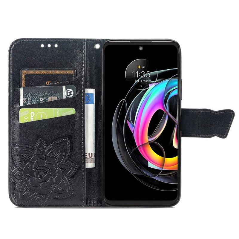 Flipové Pouzdro Na Motorola Edge 20 Lite Reliéfní Motýl