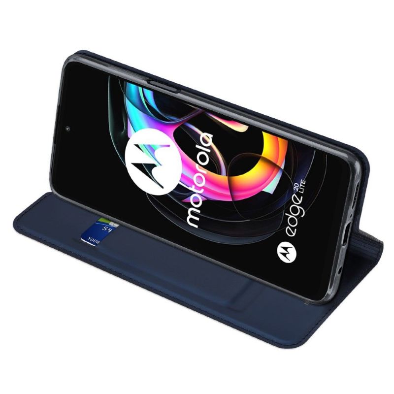 Kožené Pouzdro Folio Na Motorola Edge 20 Lite Obchodní Saténový Efekt