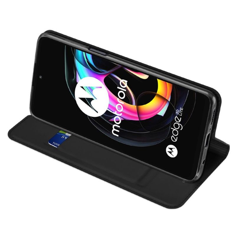 Kožené Pouzdro Folio Na Motorola Edge 20 Lite Obchodní Saténový Efekt