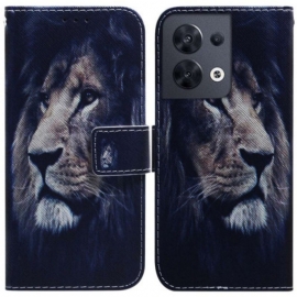 Flipové Pouzdro Na Oppo Reno 8 Na Lana Lanyard Lion