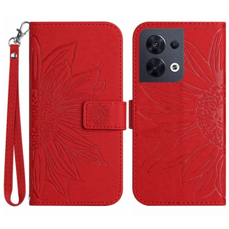 Flipové Pouzdro Na Oppo Reno 8 Na Lana Strappy Slunečnice