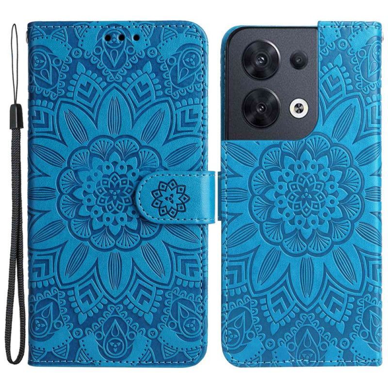 Flipové Pouzdro Na Oppo Reno 8 Na Lana Strappy Slunečnice