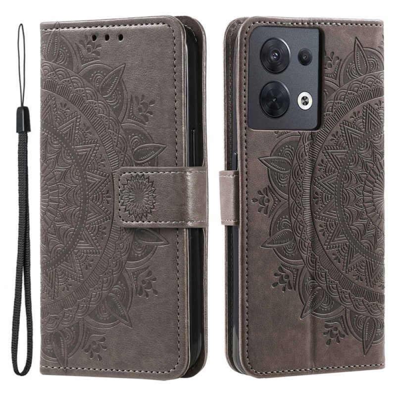 Flipové Pouzdro Na Oppo Reno 8 Na Lana Strappy Sun Mandala