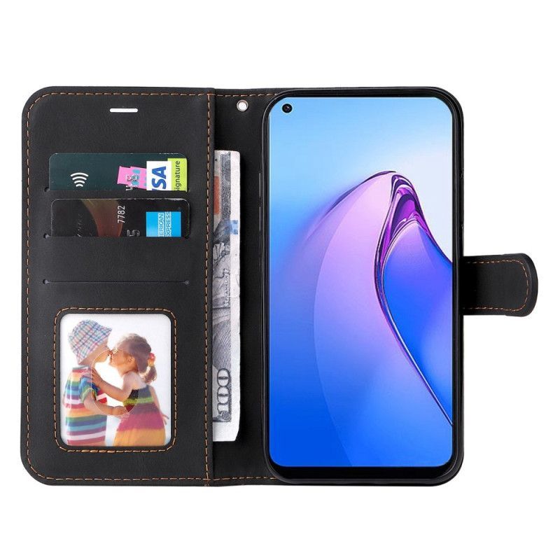 Flipové Pouzdro Na Oppo Reno 8 Na Lana Tříbarevný Pásek
