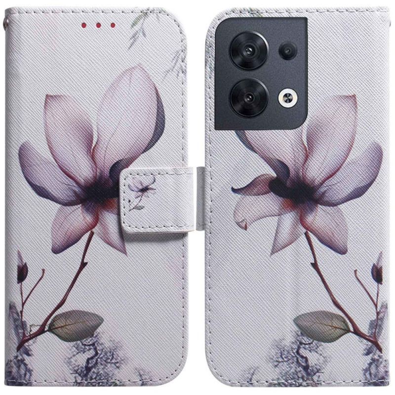 Flipové Pouzdro Na Oppo Reno 8 Na Lana Vintage Strappy Květina
