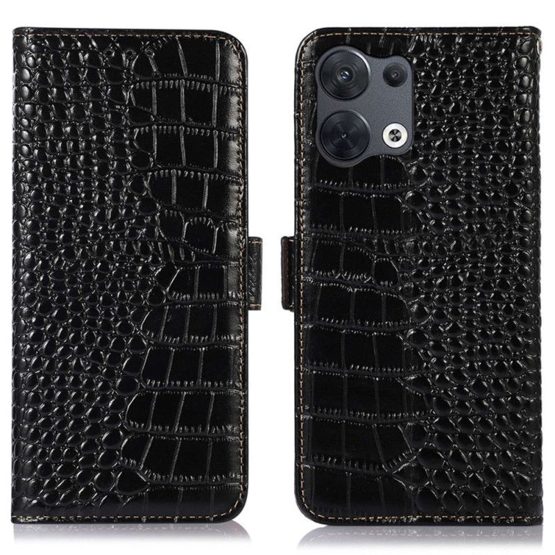 Flipové Pouzdro Na Oppo Reno 8 Rfid Ve Stylu Krokodýla