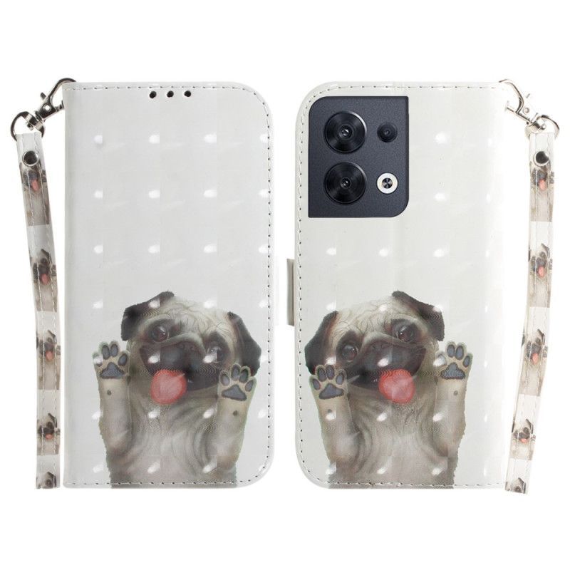 Kožené Pouzdro Na Oppo Reno 8 Mops S Lanyardem
