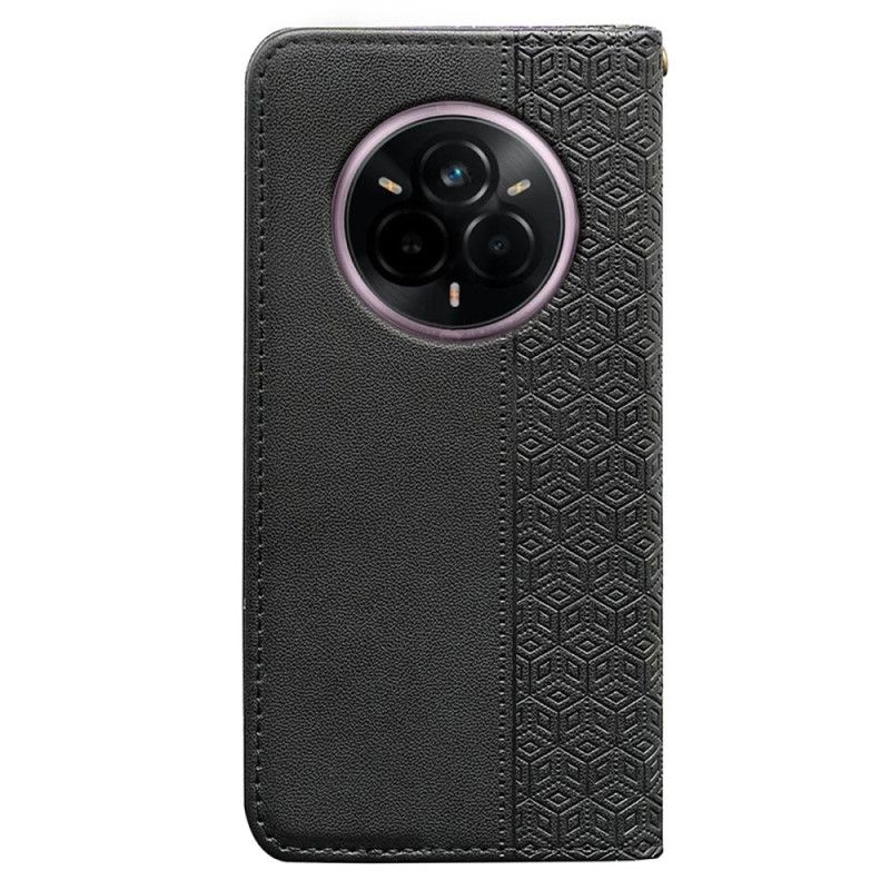 Kožené Pouzdro Folio Realme 14 Pro Plus 5g Kostkovaný Popruh