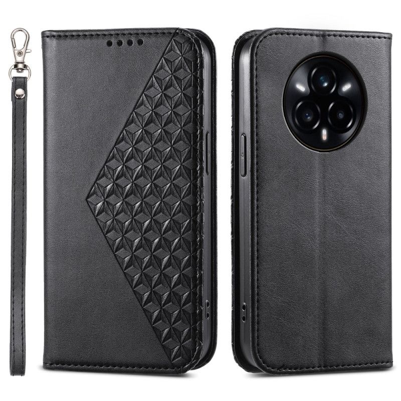 Kožené Pouzdro Folio Realme 14 Pro Plus 5g Texturované S Popruhem