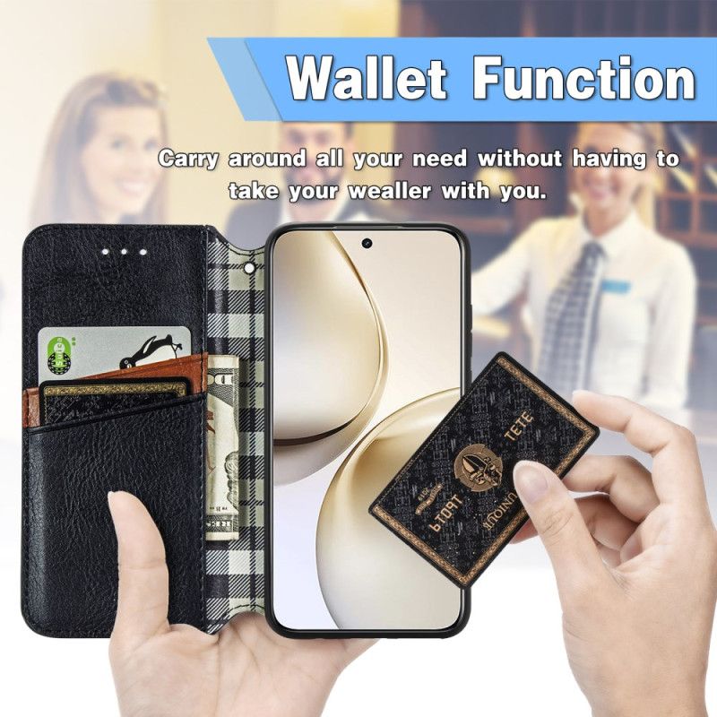 Kožené Pouzdro Realme 14 Pro Plus 5g Vintage Semišový Efekt