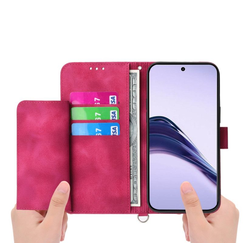 Kožený Kryt Na Realme 14 Pro Plus 5g Krajka Semišový Efekt S Popruhem A Ramenním Popruhem