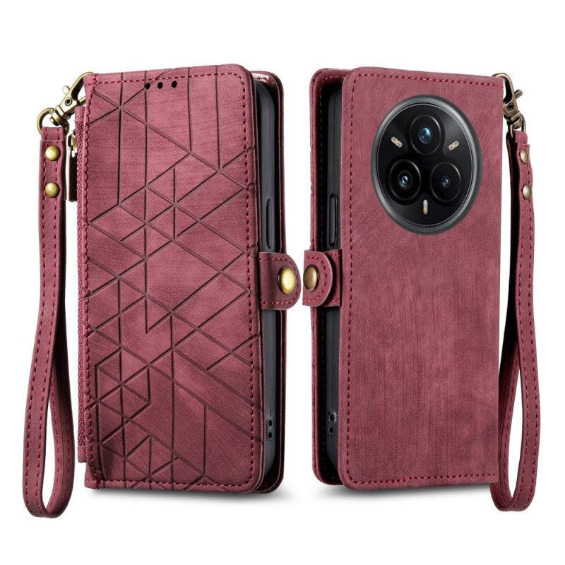 Kožený Kryt Na Realme 14 Pro Plus 5g Peněženka S Liniemi