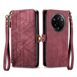 Kožený Kryt Na Realme 14 Pro Plus 5g Peněženka S Liniemi