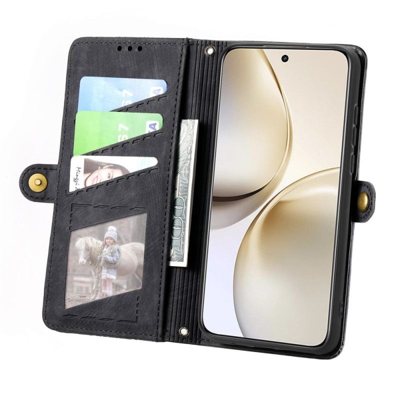 Kožený Kryt Na Realme 14 Pro Plus 5g Peněženka S Liniemi