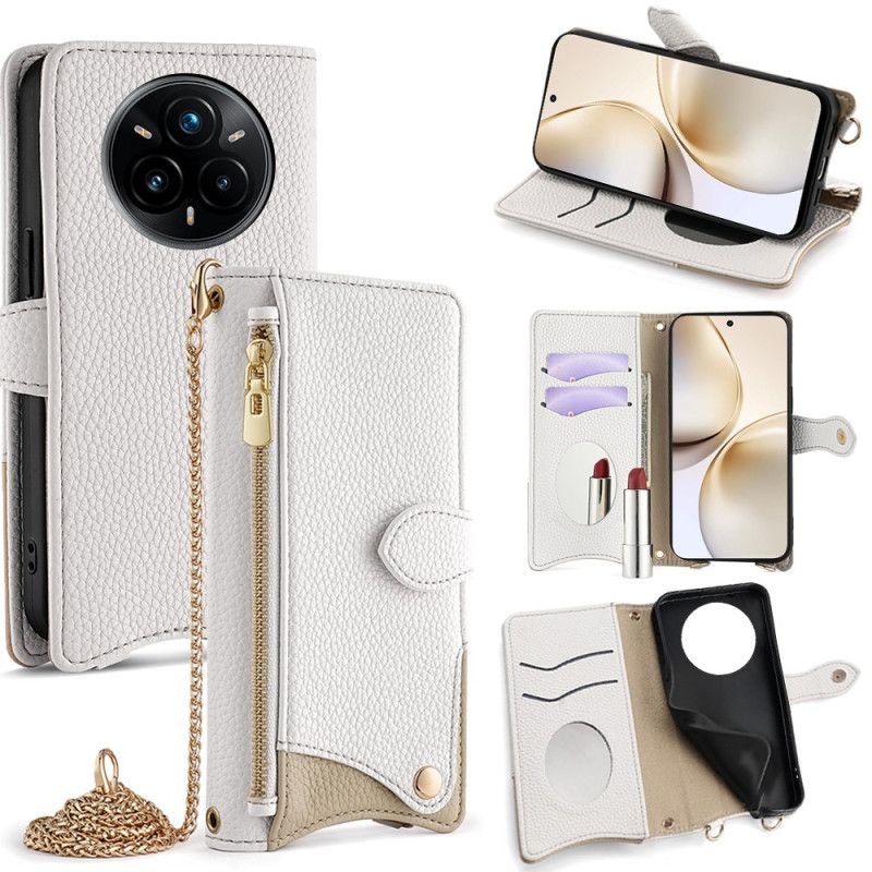 Kožený Kryt Realme 14 Pro Plus 5g Zrcadlo A Řetízek