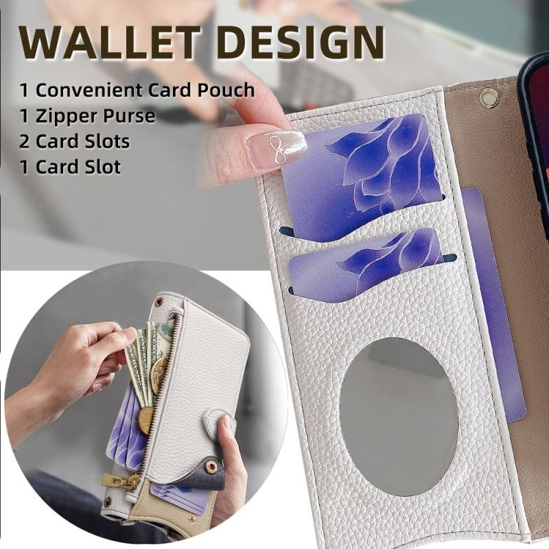 Kožený Kryt Realme 14 Pro Plus 5g Zrcadlo A Řetízek