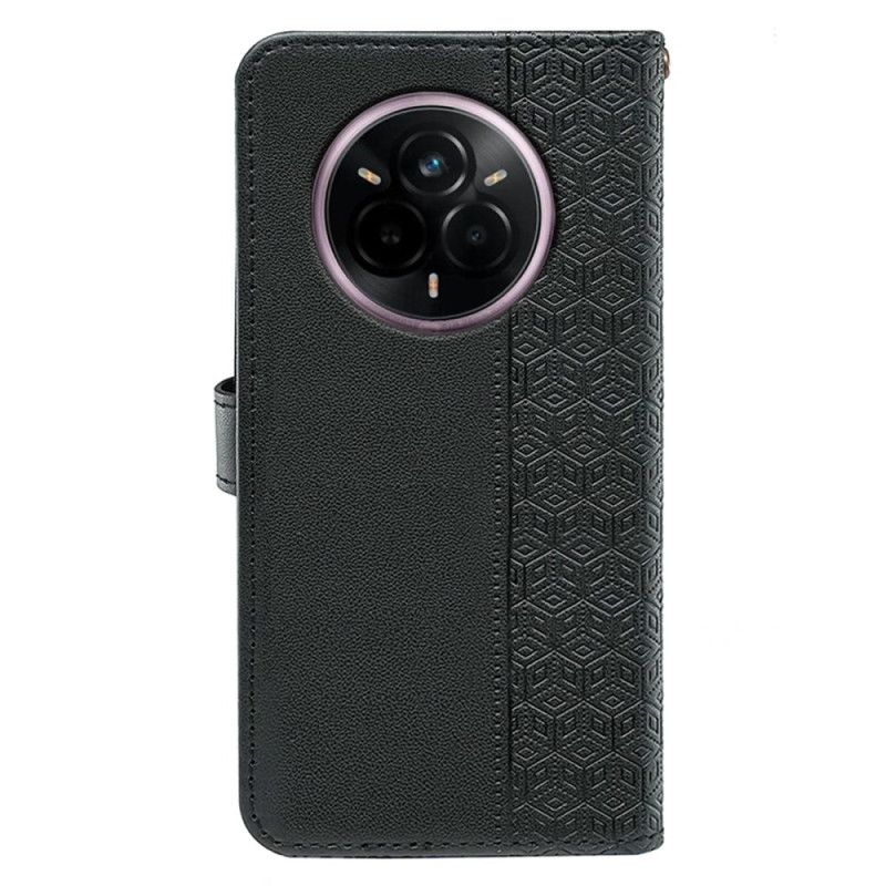 Peněženková Pouzdra Realme 14 Pro Plus 5g Kryty Na Mobil Řemínek S Kubickým Vzorem