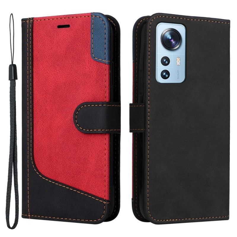 Flipové Pouzdro Na Xiaomi 12 Lite Dvoubarevné S Páskem