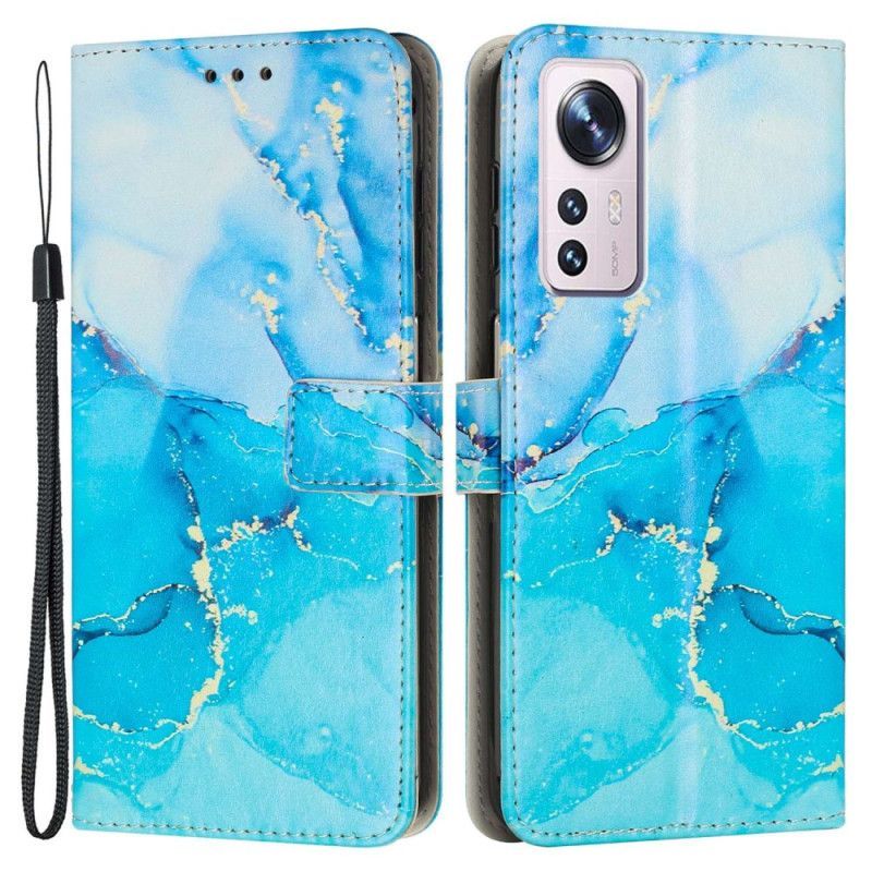 Flipové Pouzdro Na Xiaomi 12 Lite Na Lana Strip Mramor