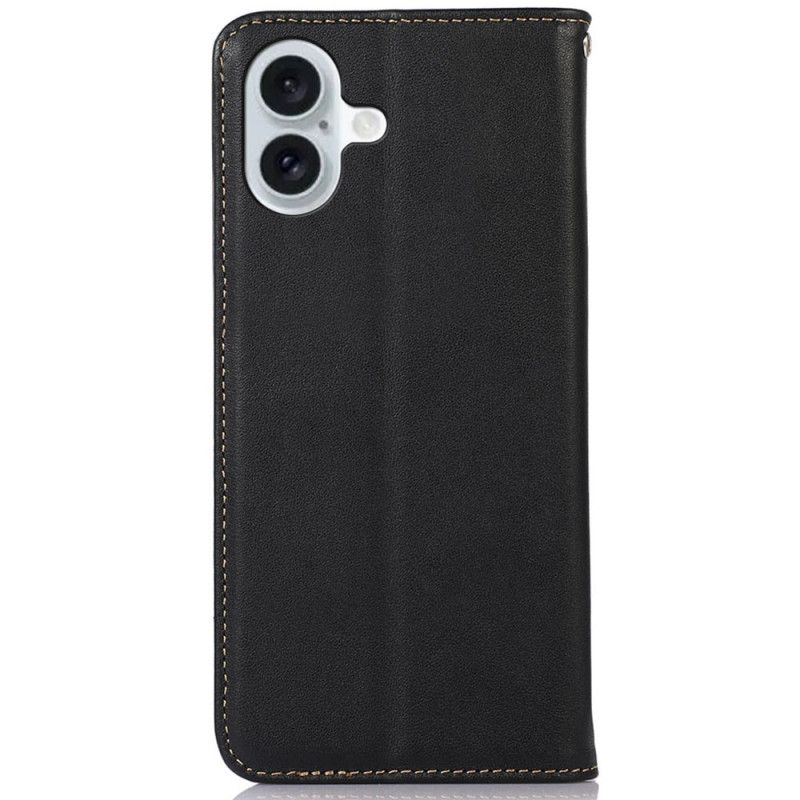 Kožené Pouzdro Folio iPhone 16 Blokování Rfid Khazneh