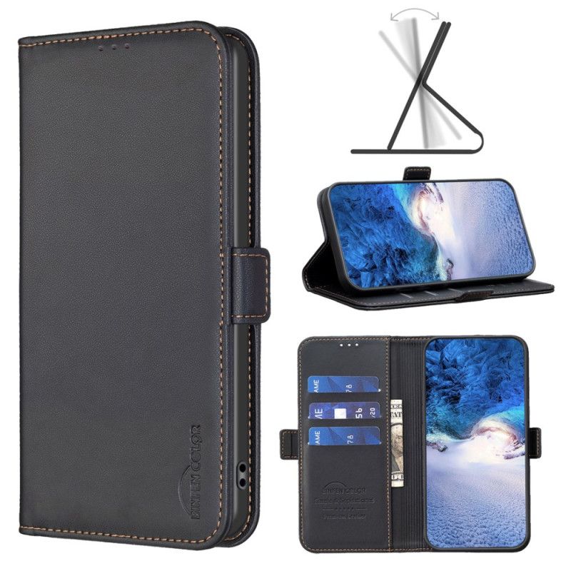 Kožené Pouzdro Folio iPhone 16 Klasická Barva Binfen