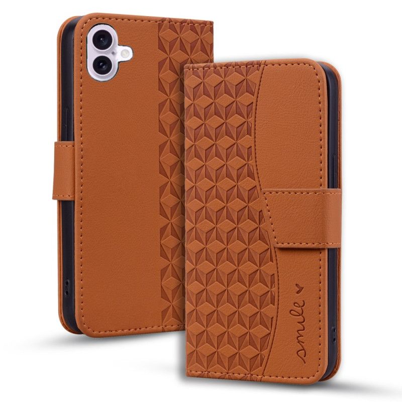 Kožený Kryt iPhone 16 Diamantový Vzor