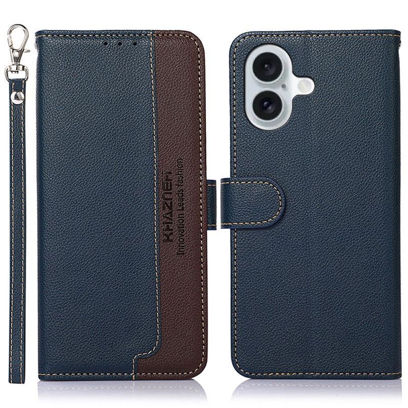 Kožený Kryt iPhone 16 Khazneh Bicolor Blokování Rfid