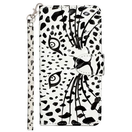 Kožený Kryt iPhone 16 Leopardí Hlava S Popruhem