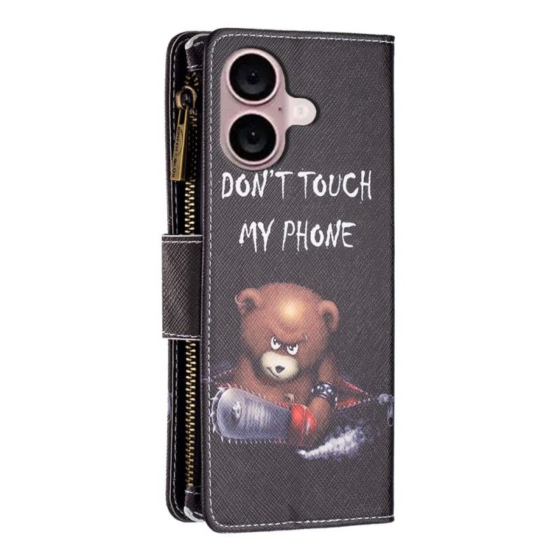 Kožený Kryt iPhone 16 Medvědí Peněženka