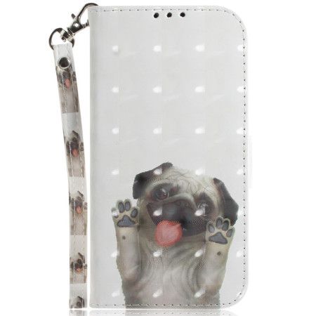 Kožený Kryt iPhone 16 Mops Na Šňůrce