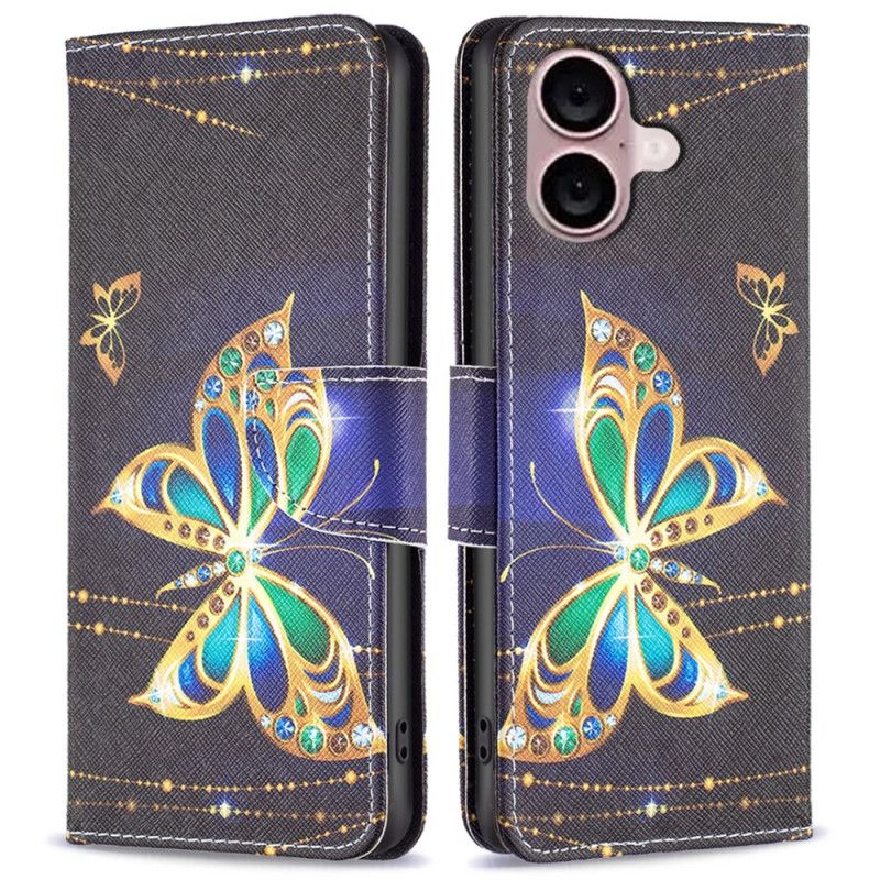 Kožený Kryt iPhone 16 Motýlí Šperky