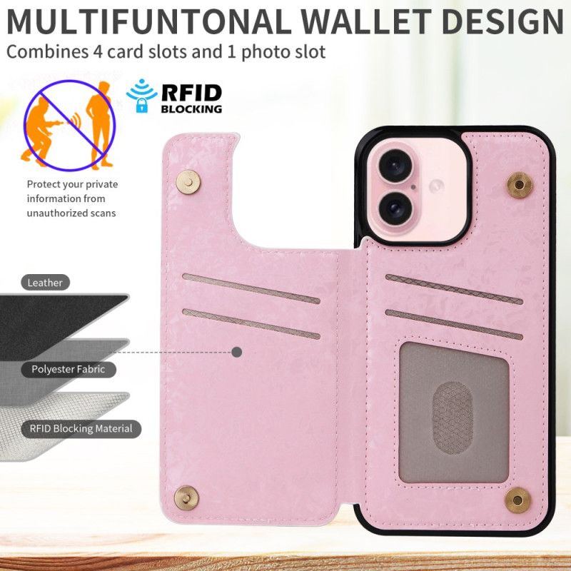 Kryt iPhone 16 Květinový Držák Rfid Karty