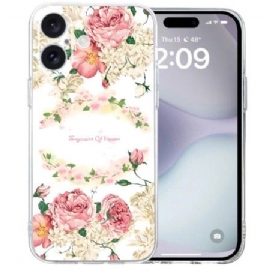 Kryt iPhone 16 Průhledné Okrajové Růže
