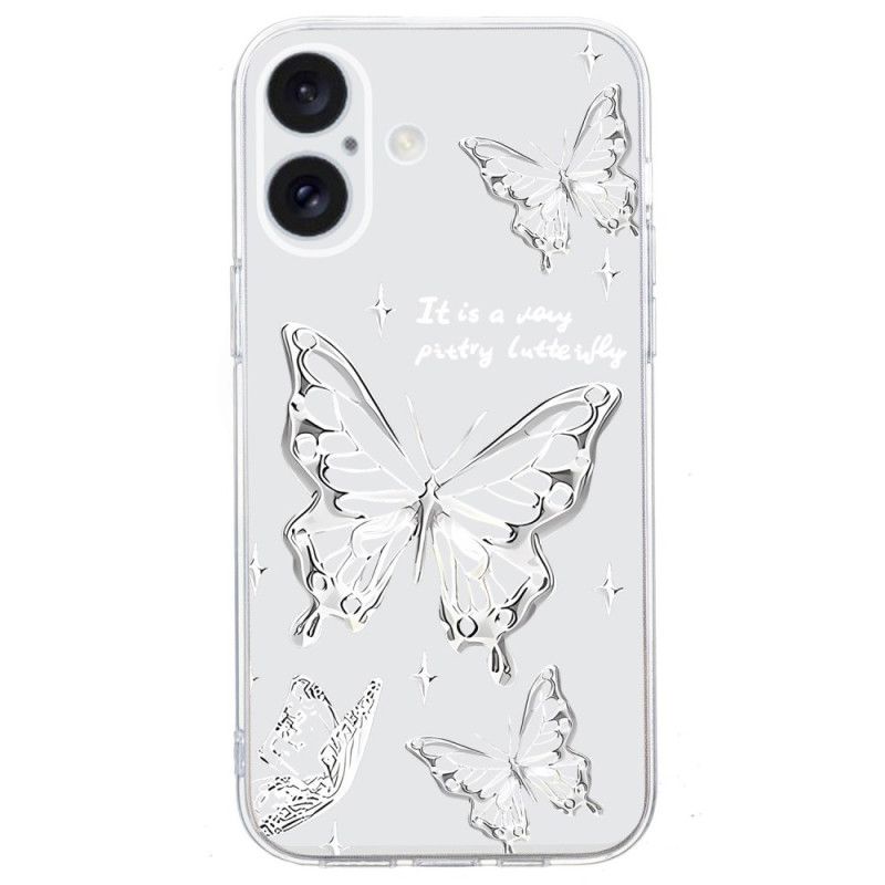 Kryt iPhone 16 Průhlední Hraniční Motýli