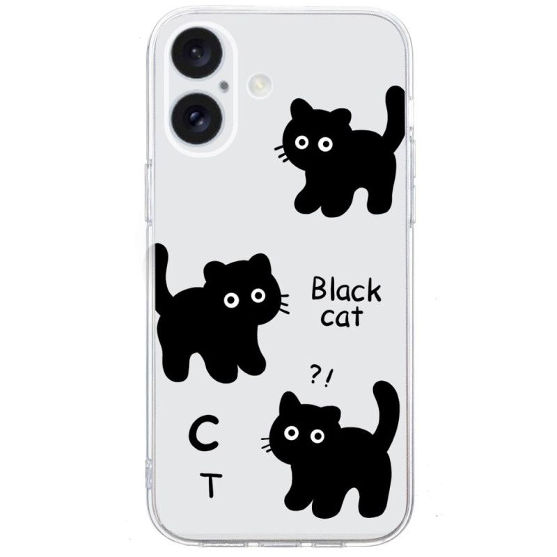Kryt iPhone 16 Transparent Edge Black Cats
