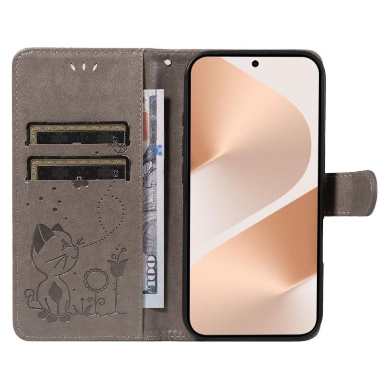 Kožený Kryt Huawei Pura 80 Kočka A Včela