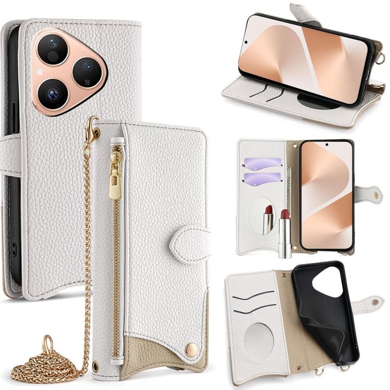 Kožený Kryt Huawei Pura 80 Peněženka S Řetízkem