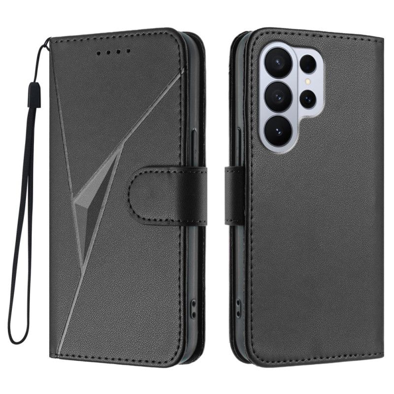 Kožený Kryt Samsung Galaxy S26 Ultra Trojúhelníkový Vzor