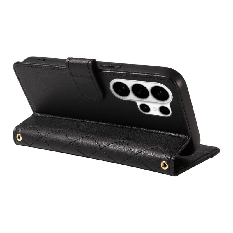 Peněženková Pouzdra Samsung Galaxy S26 Ultra Prošívané S Popruhem A Ramenním Popruhem