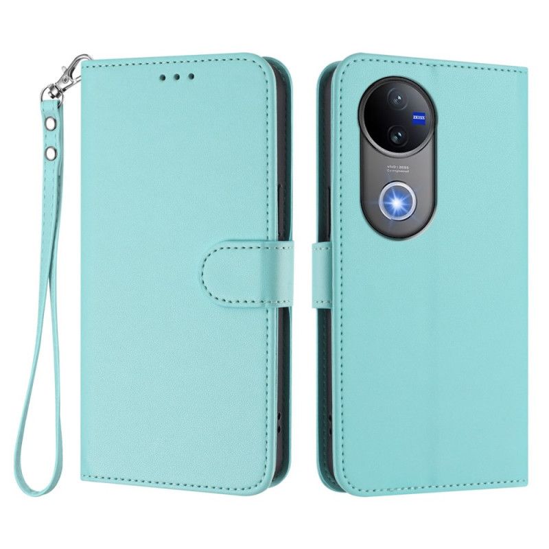 Peněženková Pouzdra Vivo V50e 5g Jednoduchá Umělá Kůže Se Šňůrkou Na Krk