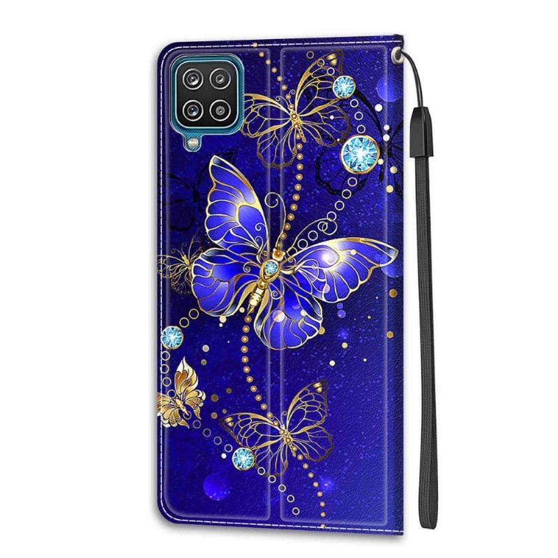 Flipové Pouzdro Na Samsung Galaxy A12 Fialový Motýl