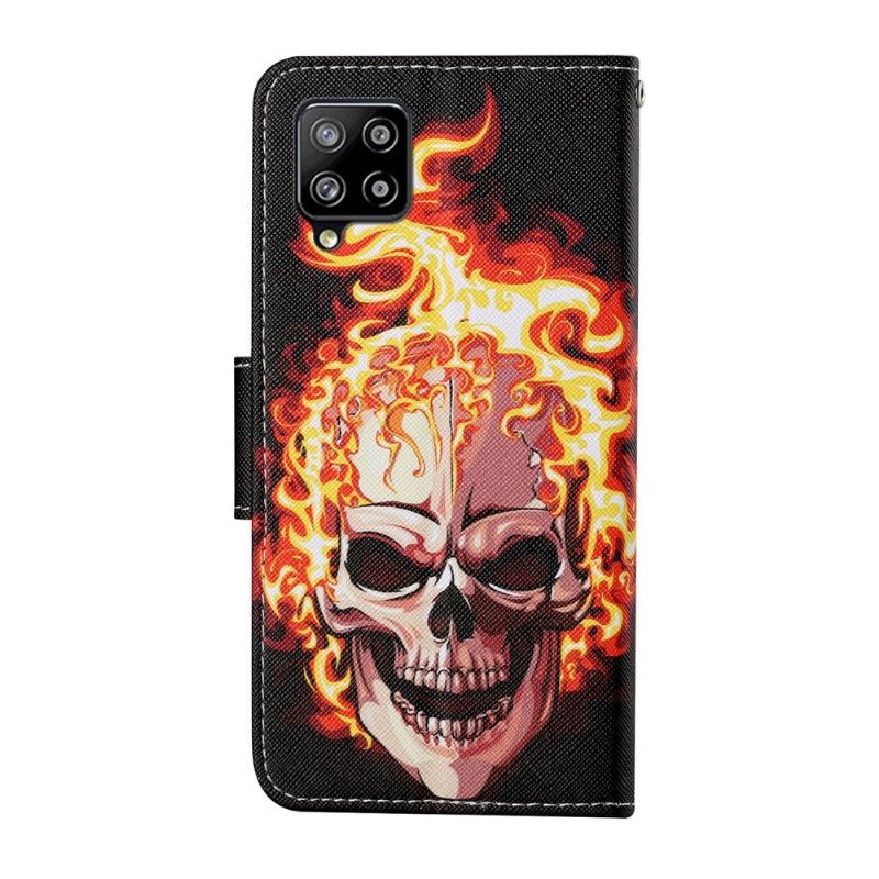 Flipové Pouzdro Na Samsung Galaxy A12 Hořící Lebka