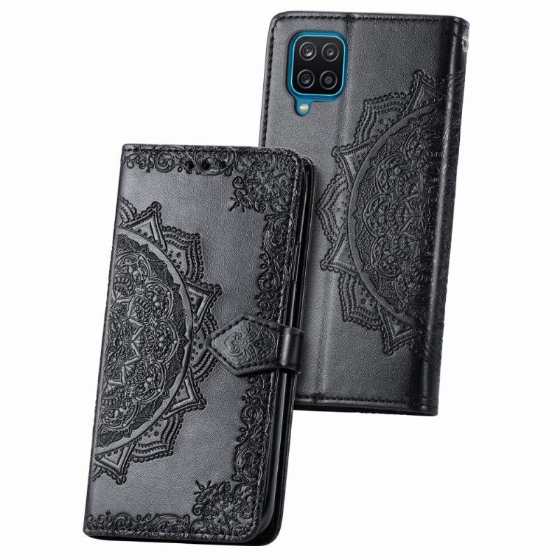 Flipové Pouzdro Na Samsung Galaxy A12 Reliéfní Mandala