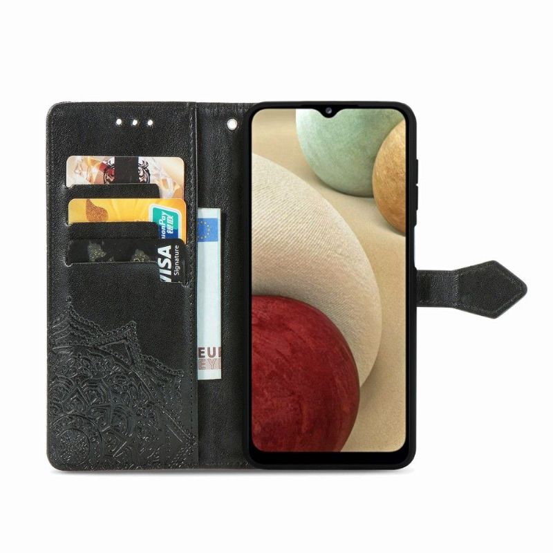 Flipové Pouzdro Na Samsung Galaxy A12 Reliéfní Mandala